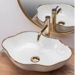 Накладной умывальник Rea Pearl Gold Edge Накладной умывальник Rea Pearl Gold Edge